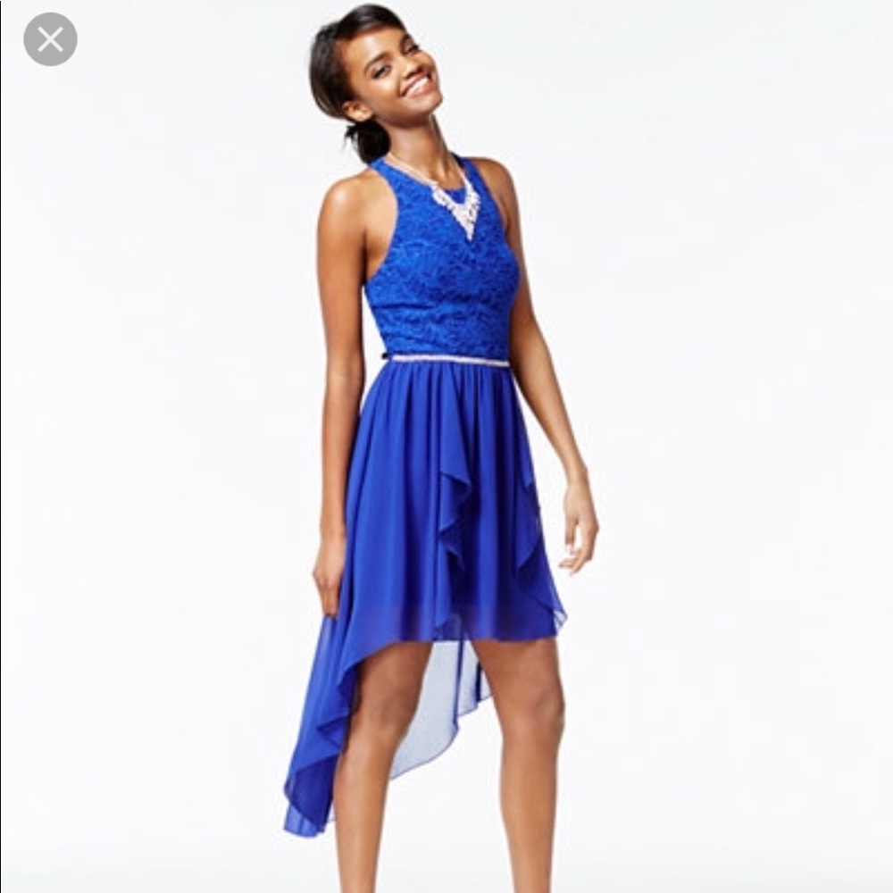 Beautiful high low dress lace bright blue